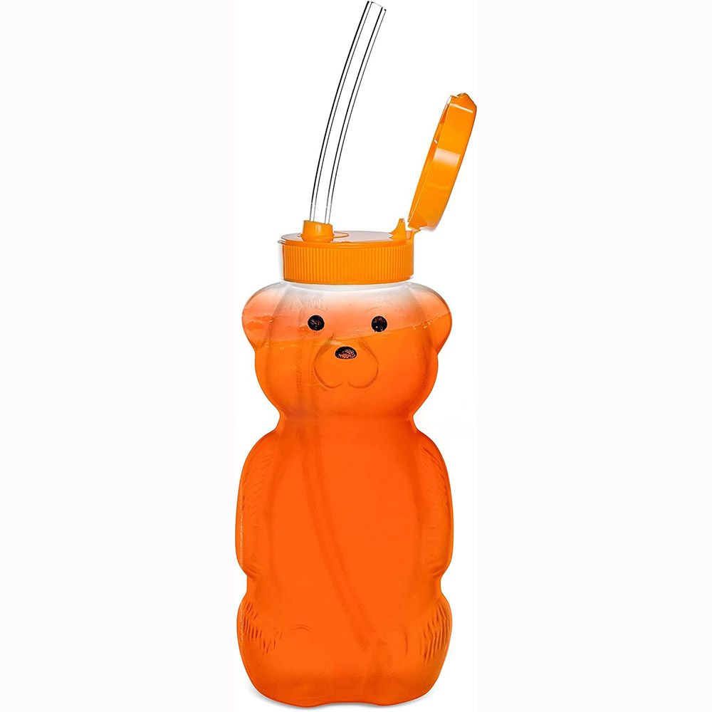 Baby Food Jars With Lids - Honigbär-Strohhalmbecher für Babys, zusammendrückbare Therapie und