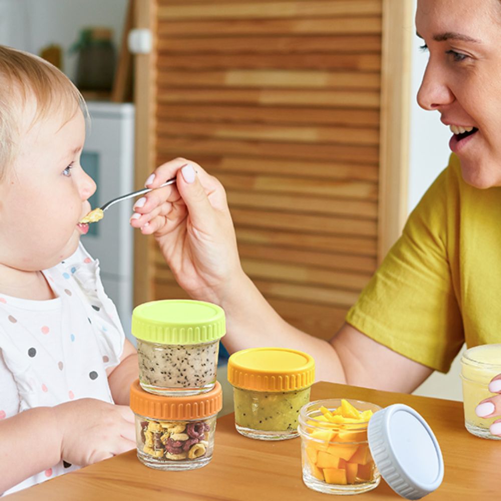 Baby Food Jars With Lids - 6 Stück Mehrzweck-Glasbehälter für Babynahrung, wiederverwendbar
