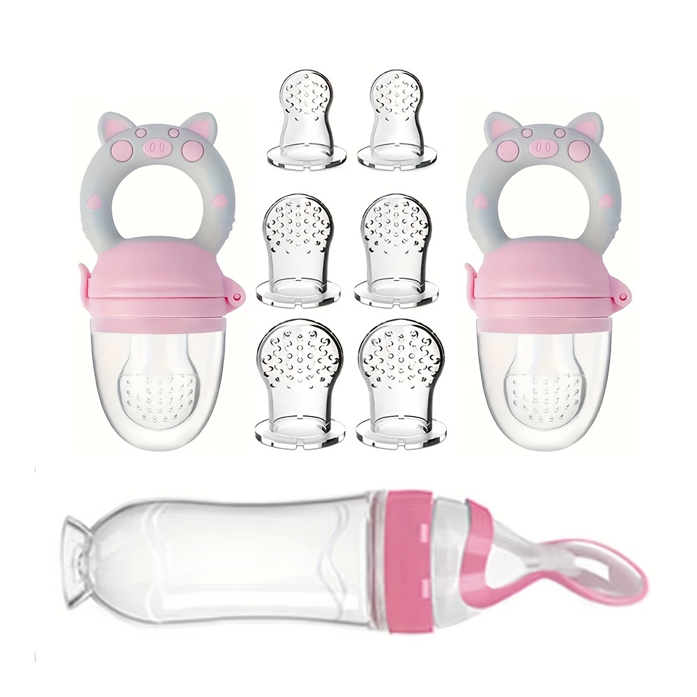 Baby Rice Food - 9 Stück Babybesteck: 1 Silikon-Flasche mit