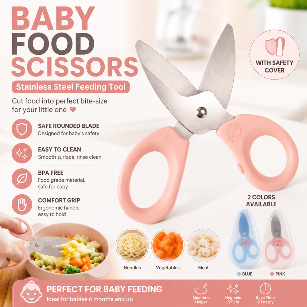 Baby Food For 1 Year Old - Baby-Lebensmittelschere aus Edelstahl, BPA-freie Sicherheitsküchenschere für