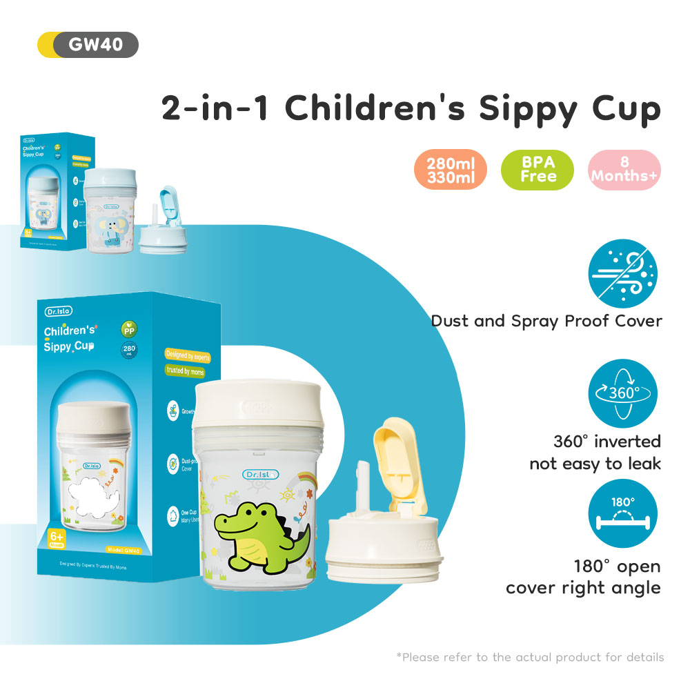 Baby Food Jars With Lids - Lerntrinkbecher für Kinder, 2-in-1-Baby-Wasserbecher, 280/330 ml,