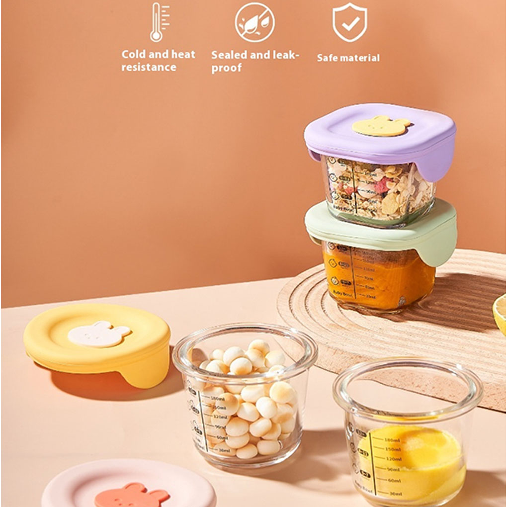 Baby Food Jars With Lids - 4er-Pack Glasbehälter für Babynahrung mit Skalenverschluss,